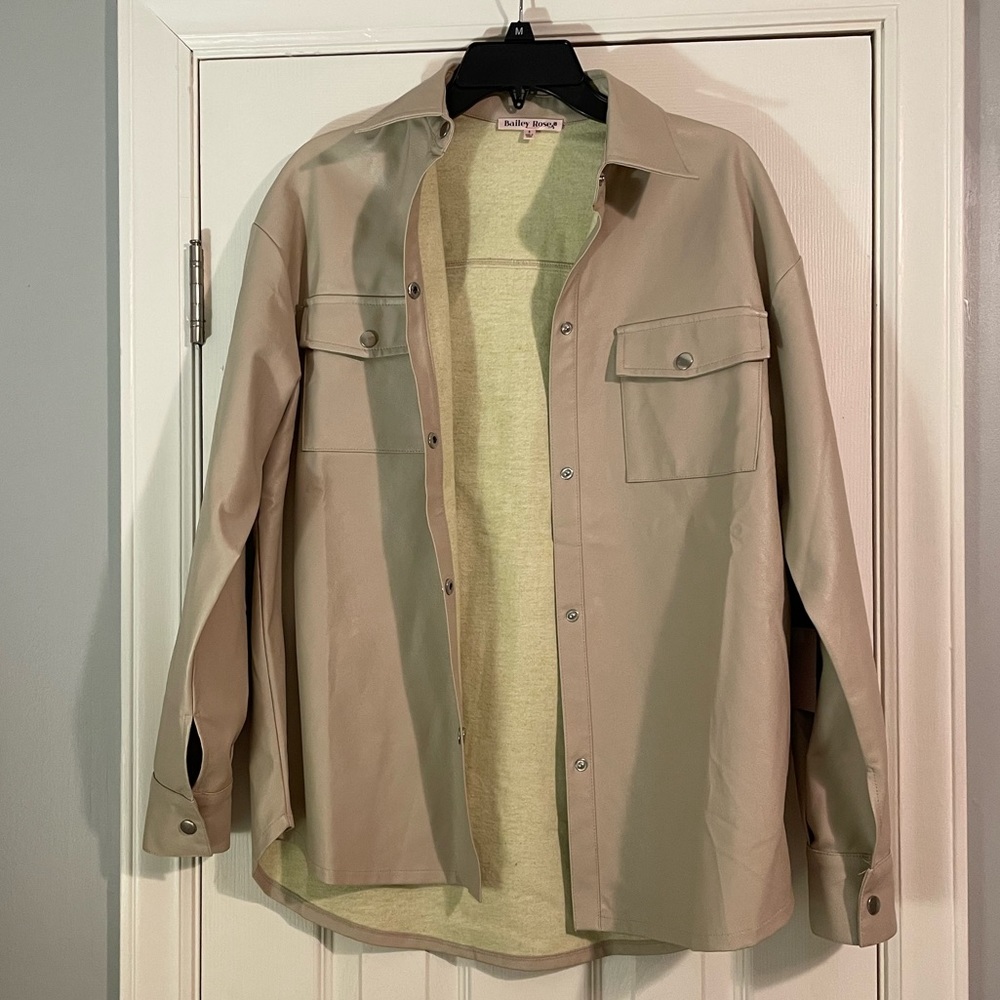 Tan Faux Leather Shacket